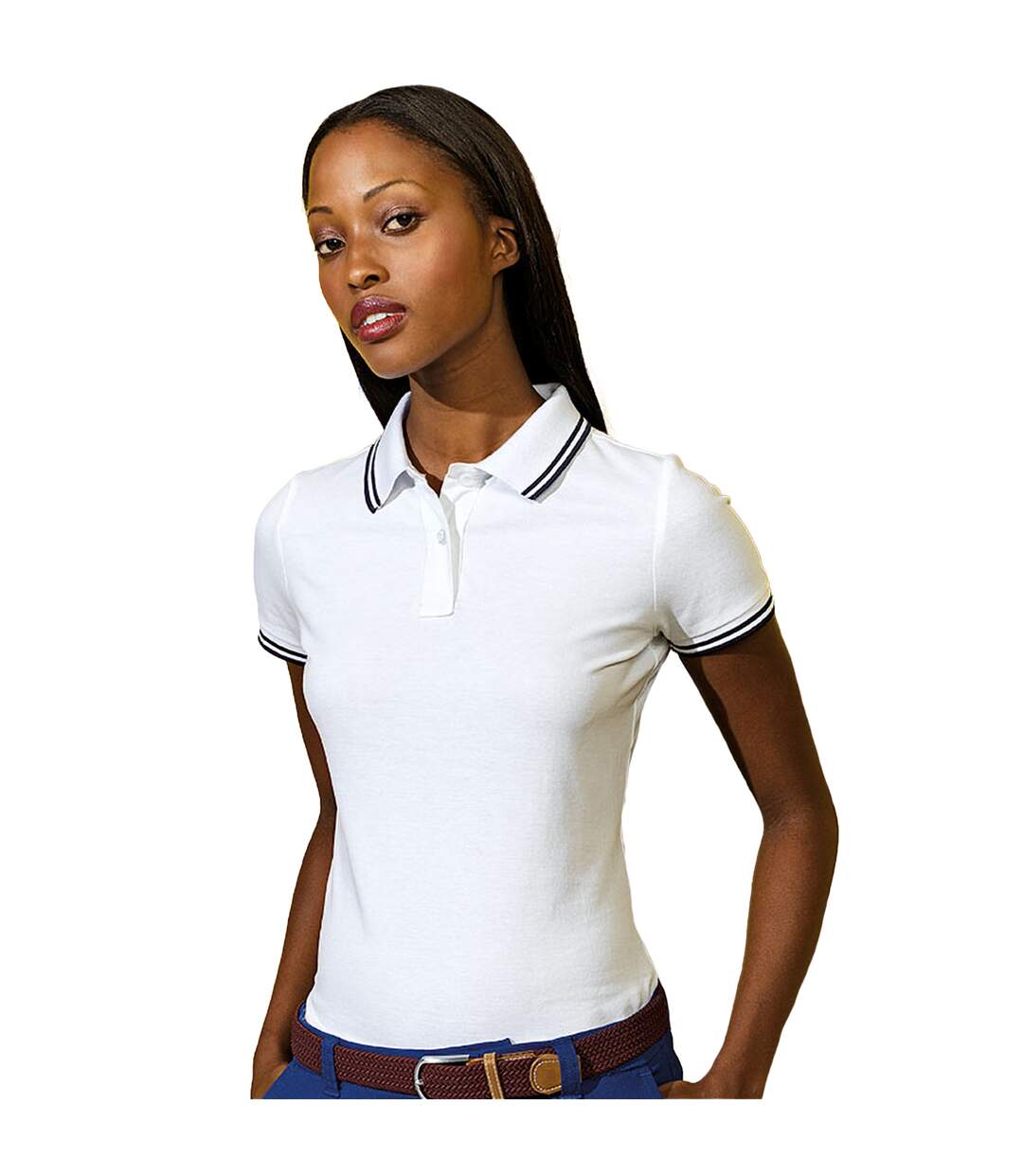Asquith & Fox - Polo manches courtes - Femme (Blanc / bleu marine) - UTRW6644