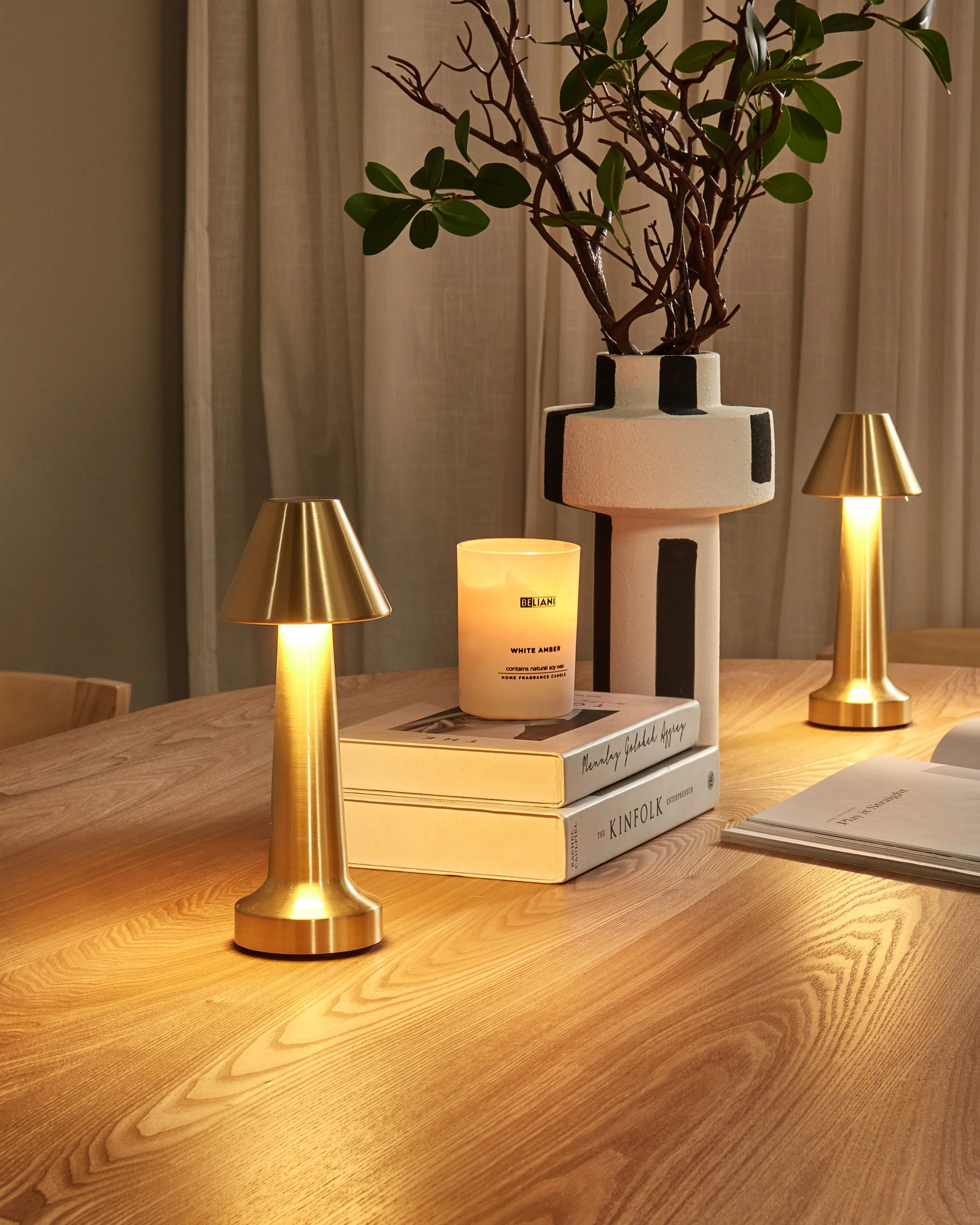 Set van 2 draadloze LED tafellampen JOANES met dimmer Metaal Goud