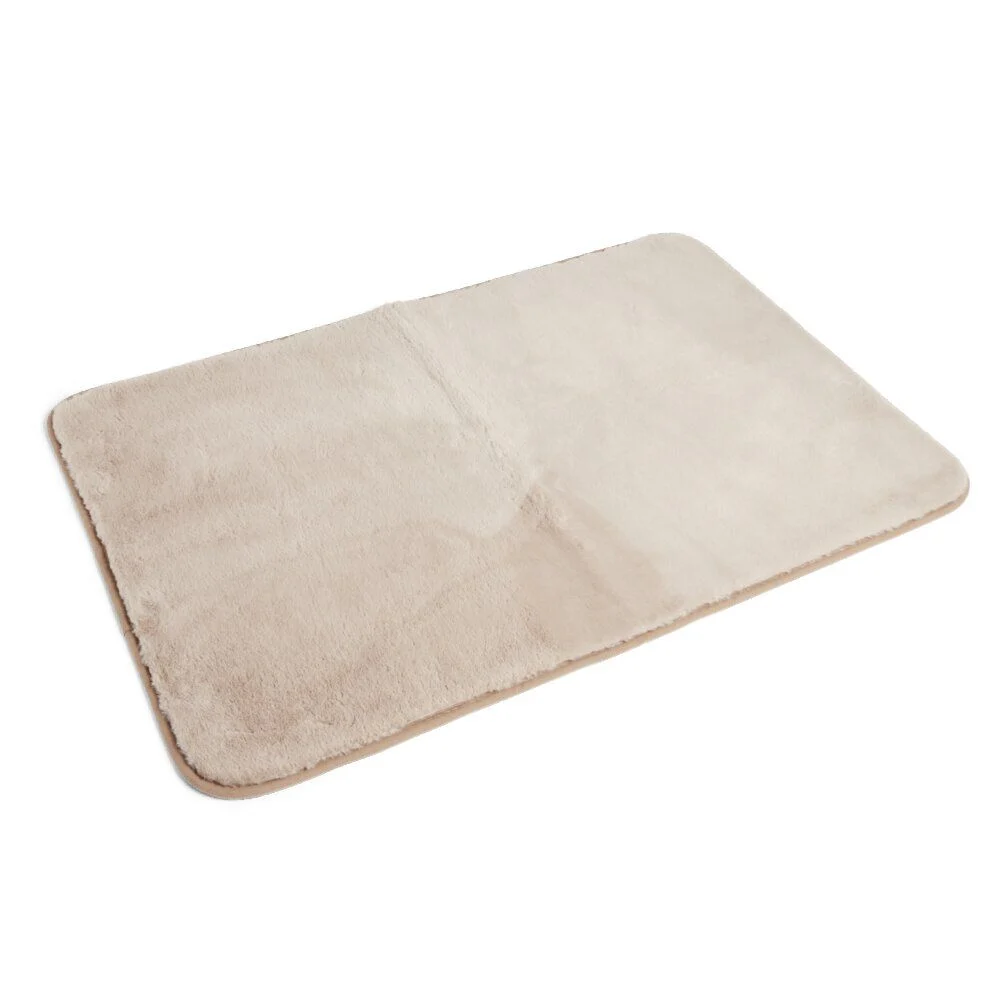 Tapis uni imitation fourrure 60x90cm - 2 coloris blanc ou beige