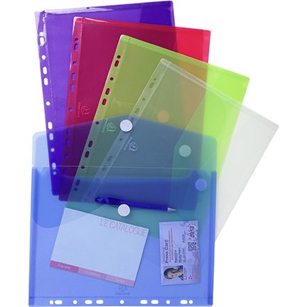 Chemise perforée à scratch EXACOMPTA  24 x 31,5 cm couleurs assorties - sachet de 5