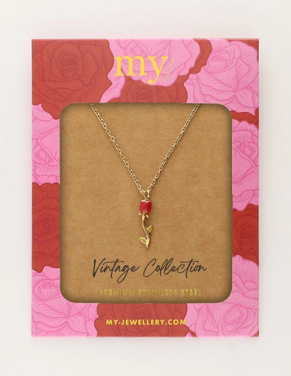My Jewellery Vintage ketting met rode roos MJ11257
