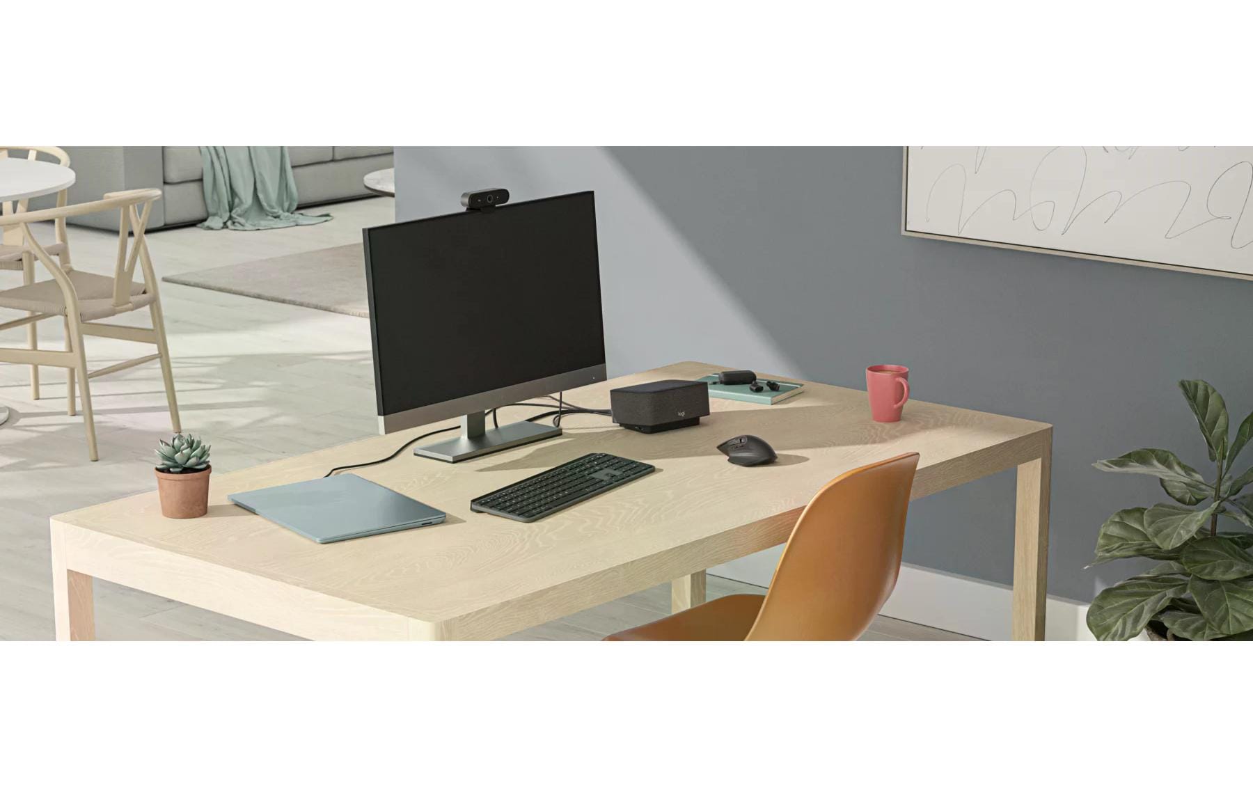 Logi Dock Fokusraum-Kit<br>Videokonferenzlösung für Fokus-Räume – ganz einfach mit einem einzigen Kabel
