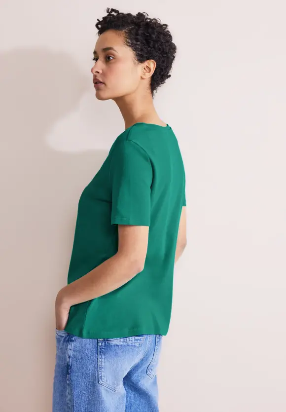 Basic V-Neck Shirt - intense aqua