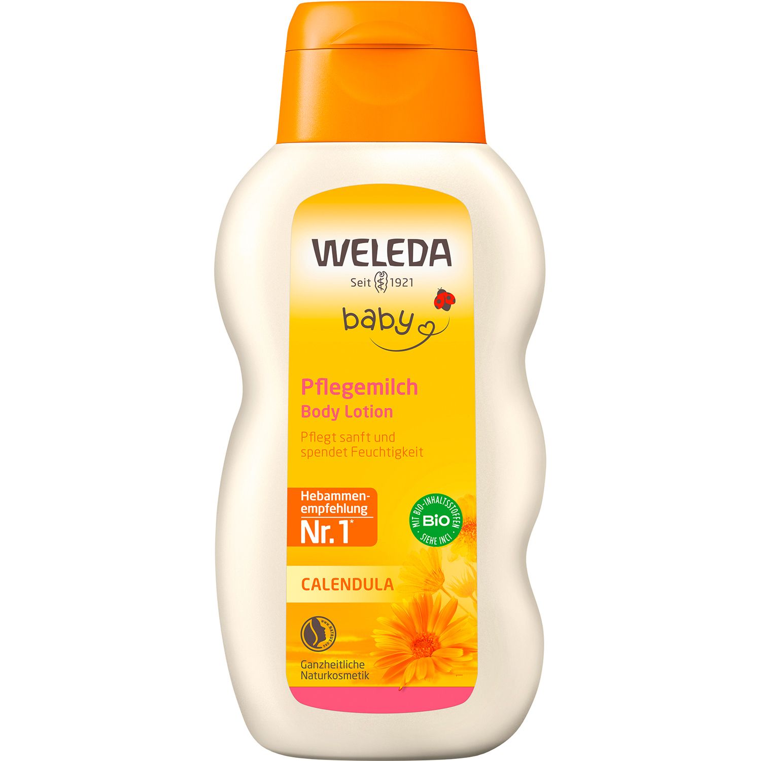 Weleda Baby Pflegemilch Calendula - reichhaltige, feuchtigkeitsspendende Körperlotion für Babyhaut