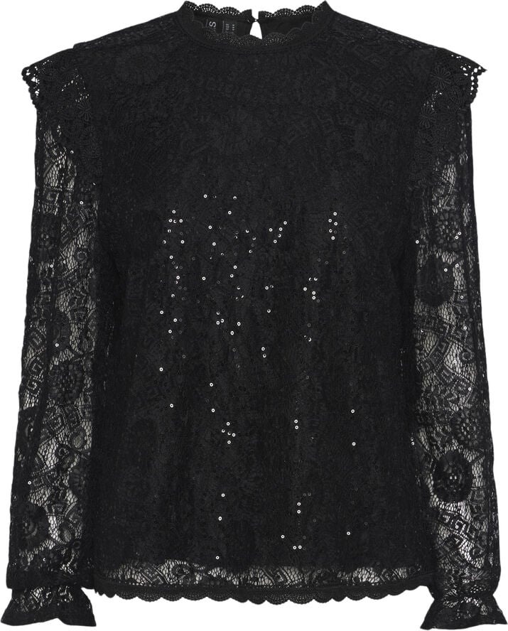 Pieces PCOLLINE LS LACE SEQUINS TOP NOOS Sort