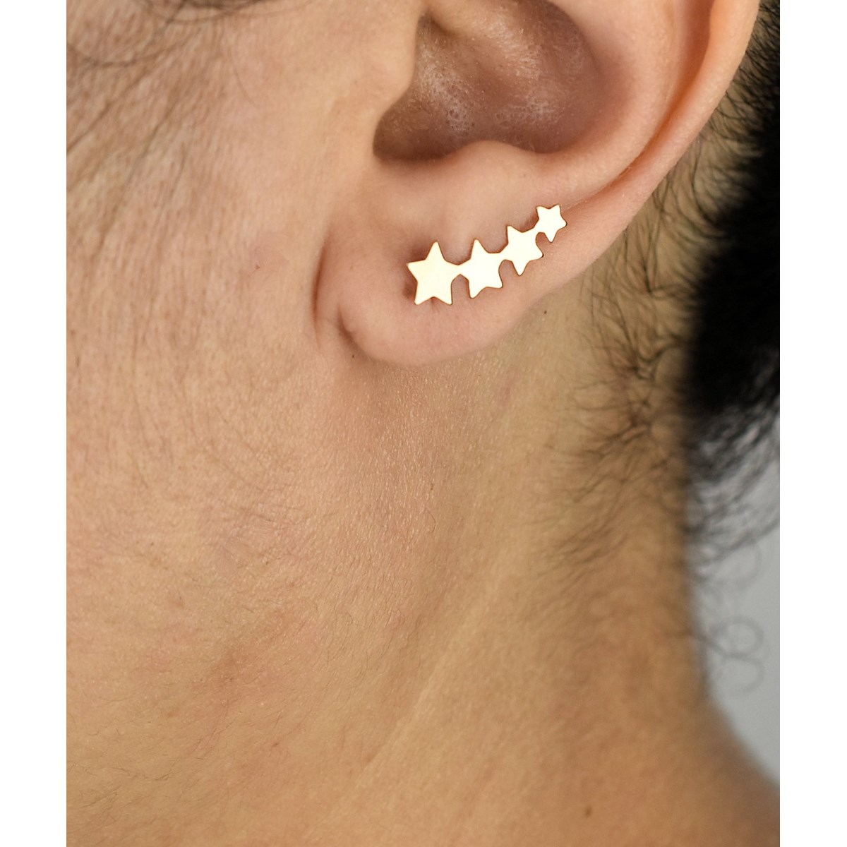 Boucles d'oreilles grimpantes contour de lobe suite d'étoiles Plaqué or 750 3 microns