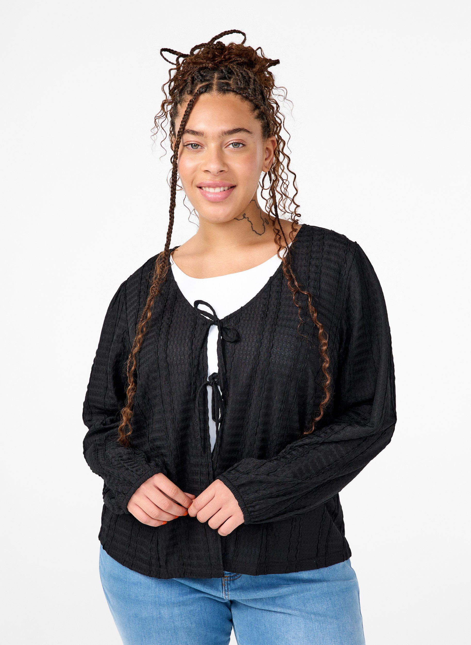 Cardigan med bindebånd