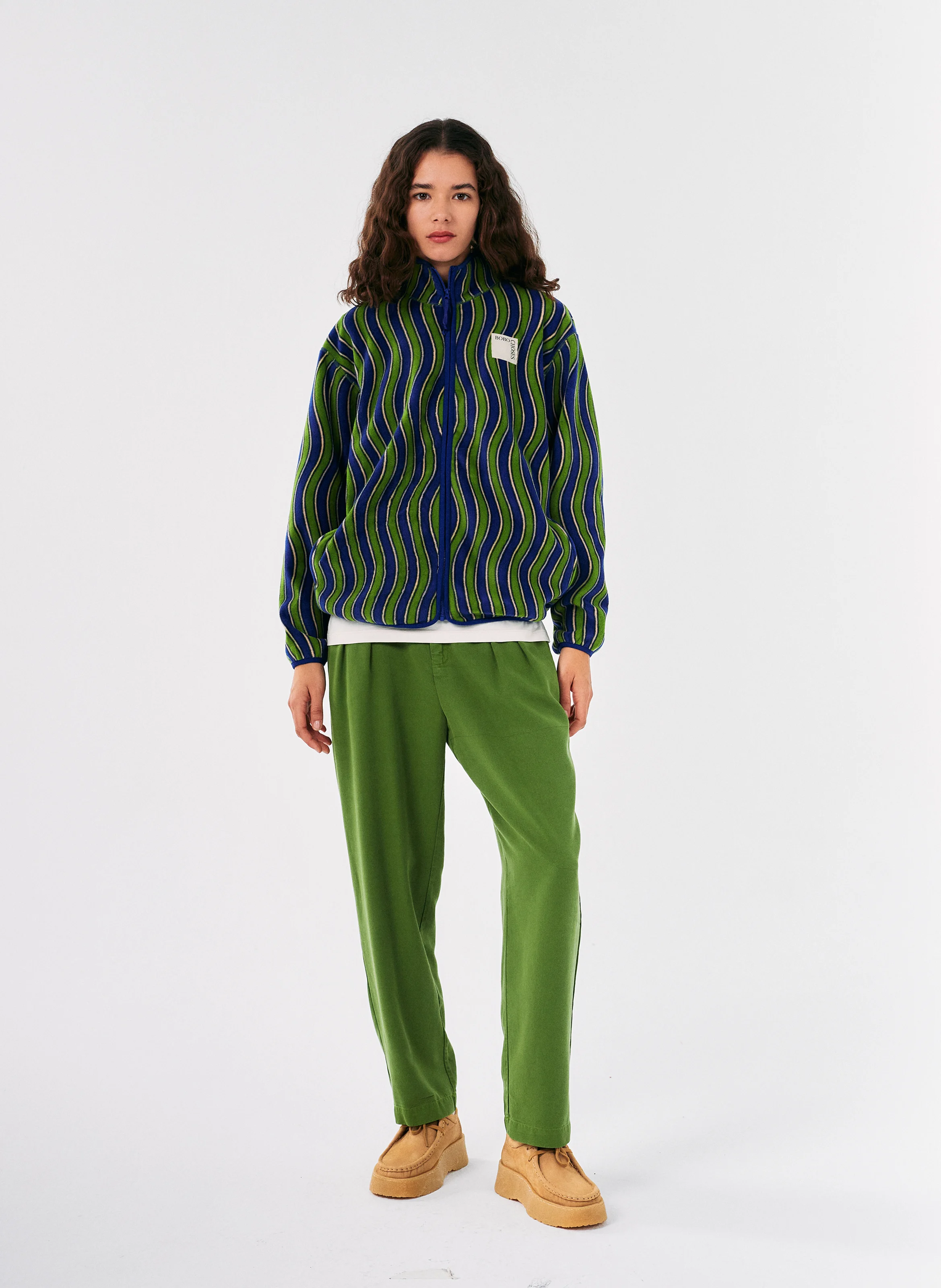Veste col montant à rayures | Multicolore