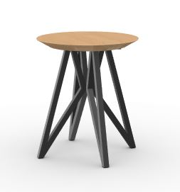 Kruk Butterfly zwart onderstel, light 3041 eiken naturel