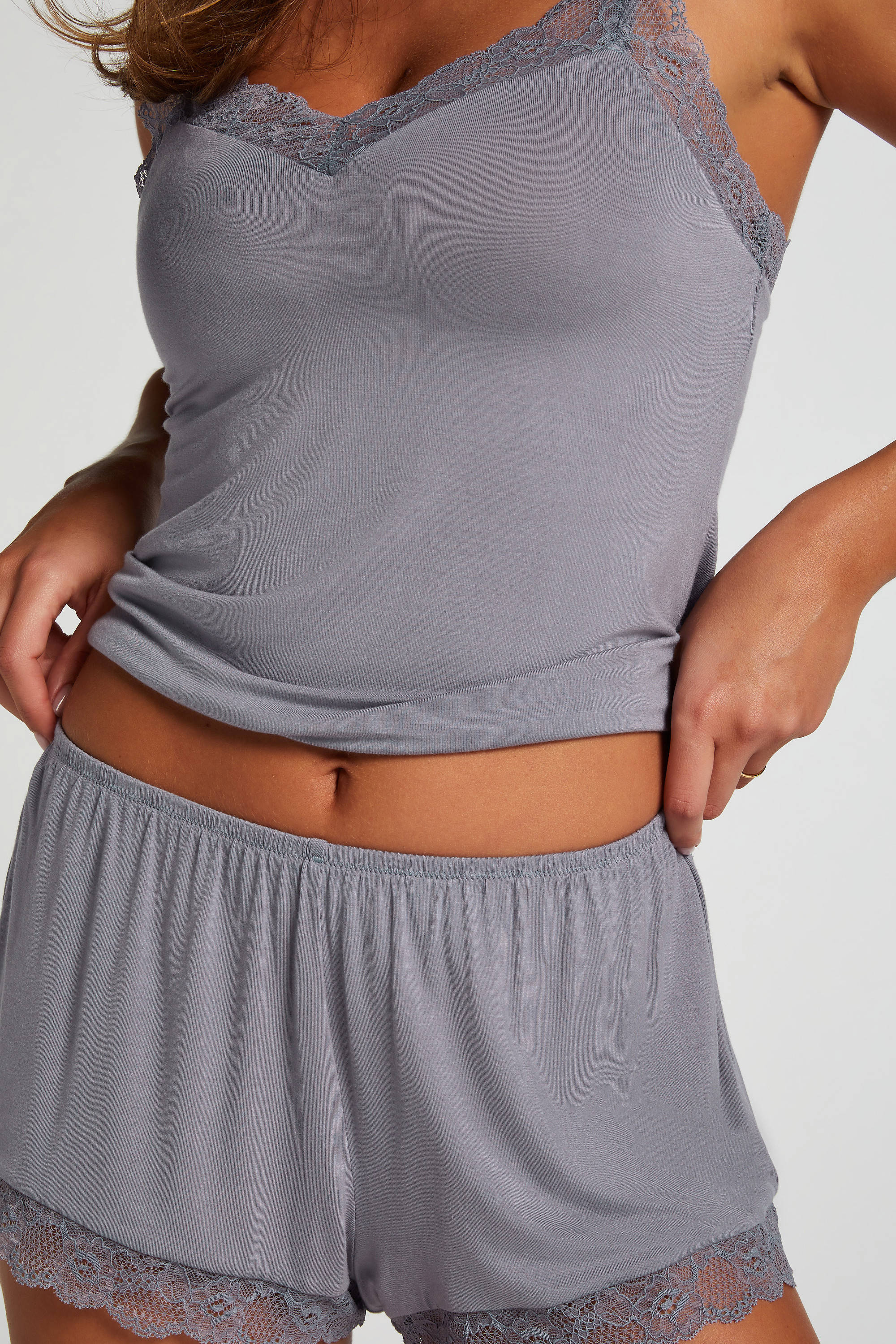 Hunkemöller shortama met ribstructuur lila