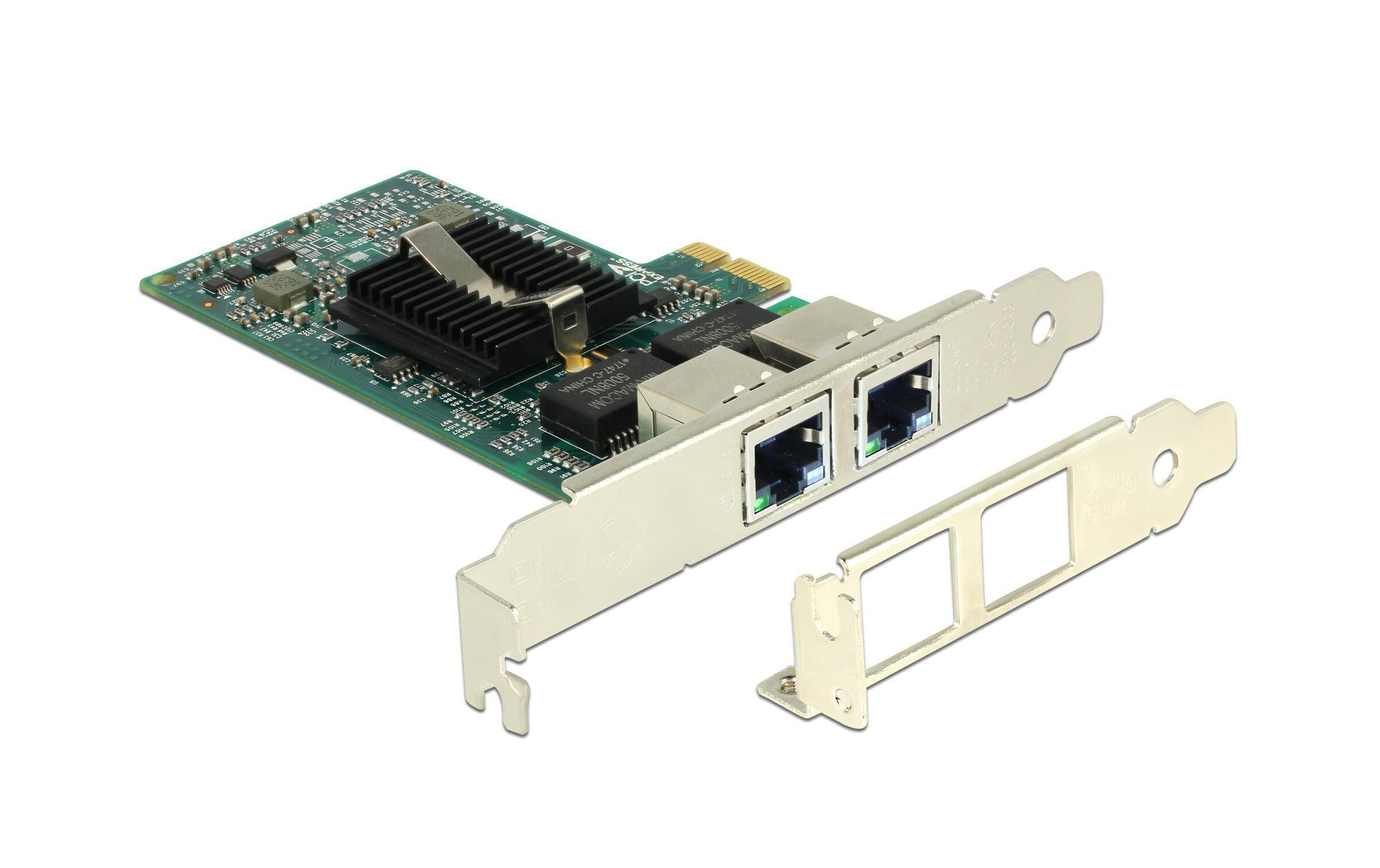 Netzwerkkarte 2x1Gbps, PCI-Express x1 Intel 82576 ChipsetDelock PCI Express Karte zu 2 x Gigabit LAN