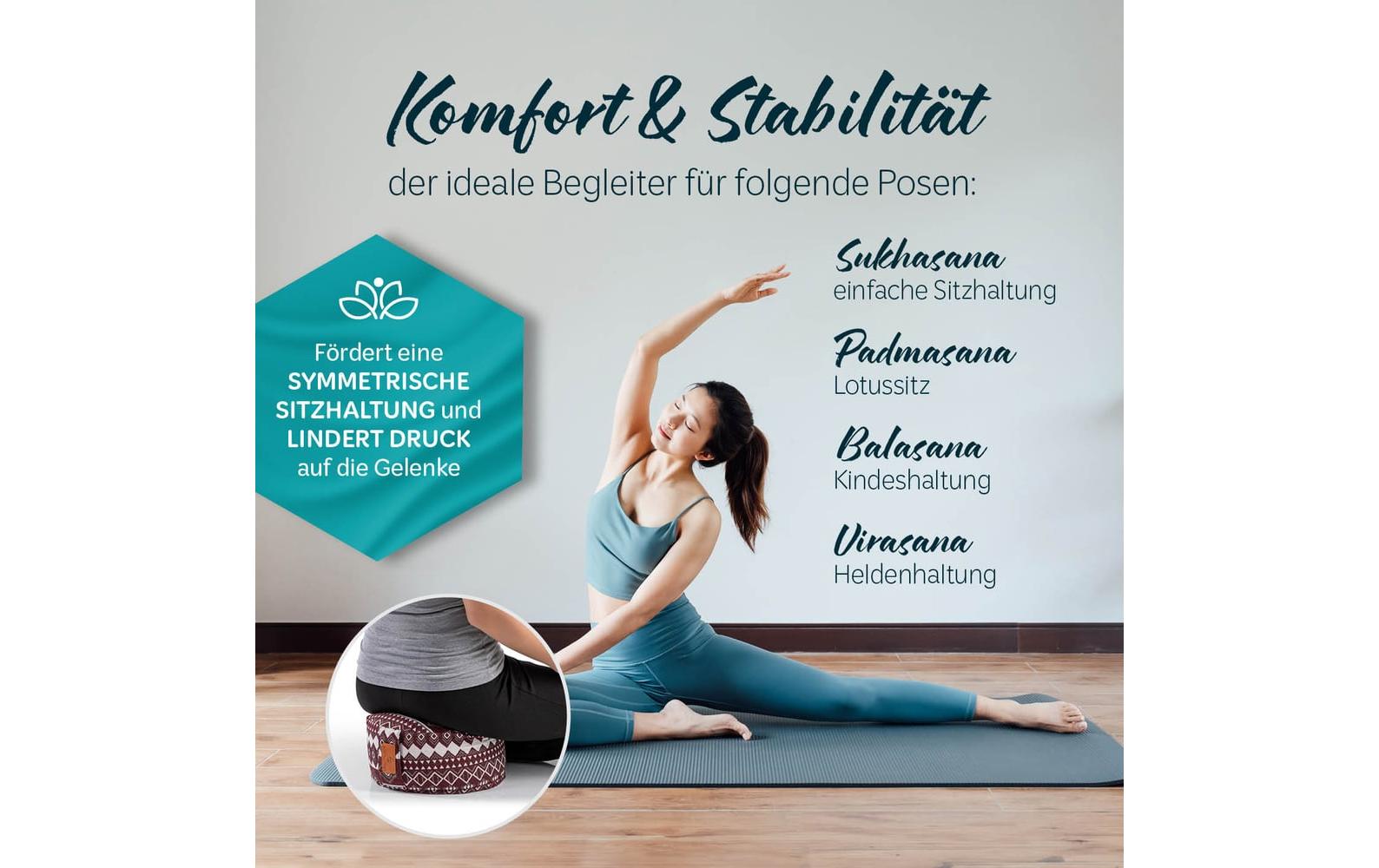 Yoga-Kissen Vishnu Dinkelspelz, Rot/WeissYoga-Zubehör