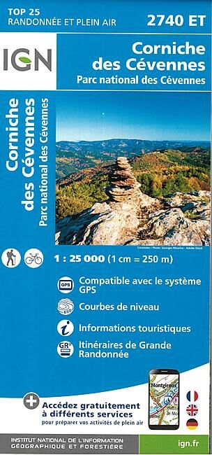IGN - TOP25 2740ET CORNICHE CEVENNES 1 25 000