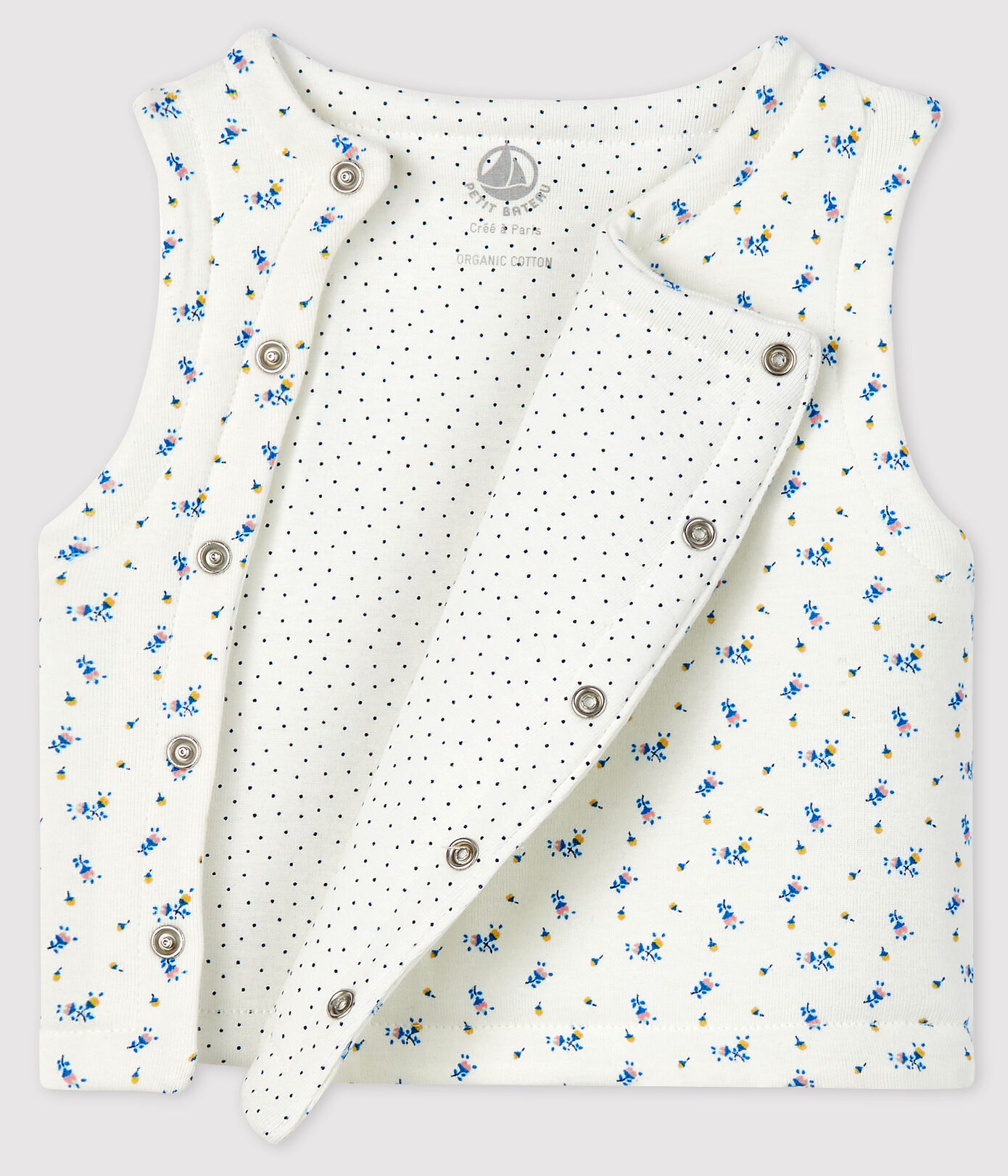 Gilet sans manches bébé en coton biologique ouatinée