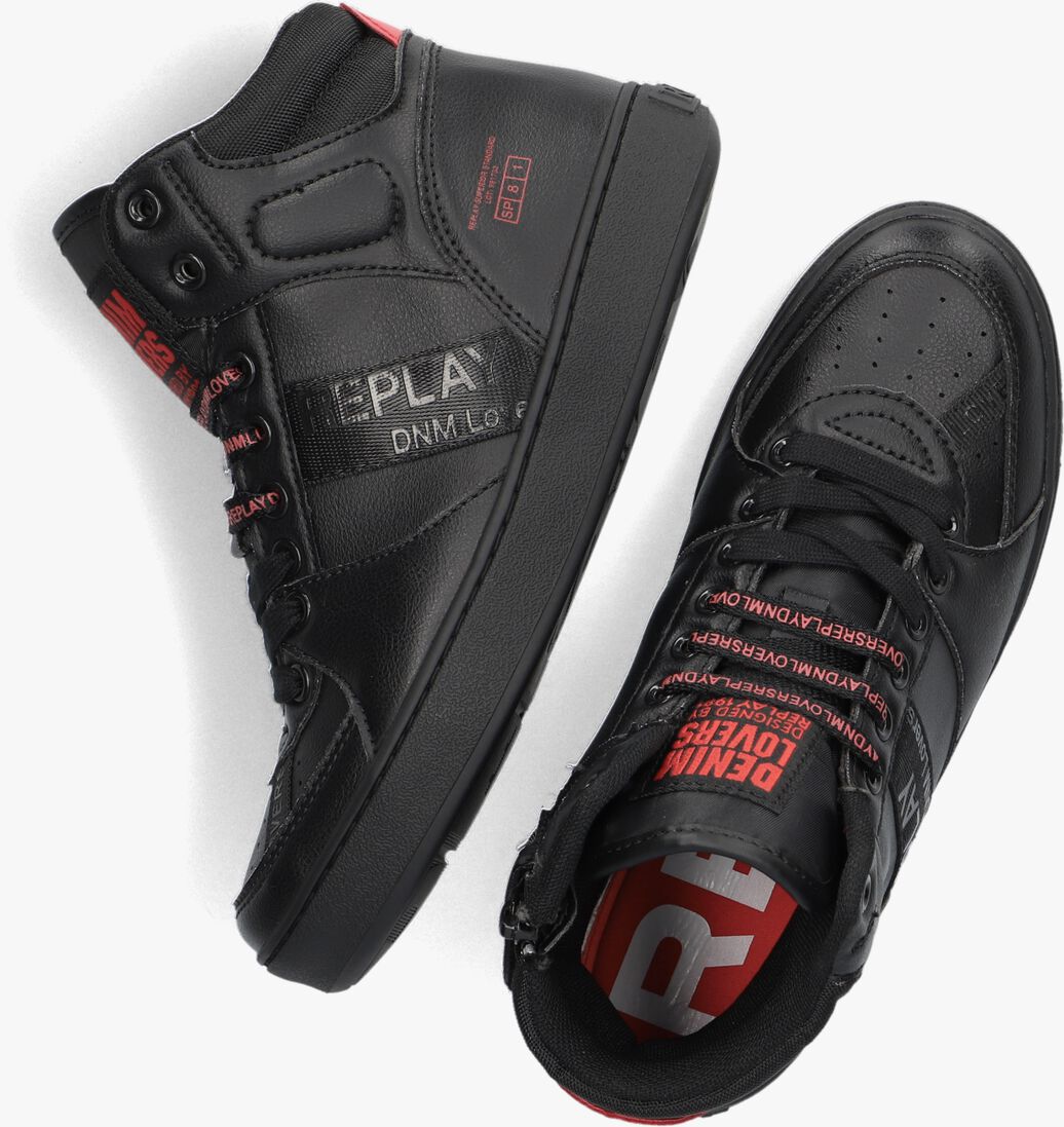 REPLAY zwarte replay hoge sneaker cobra