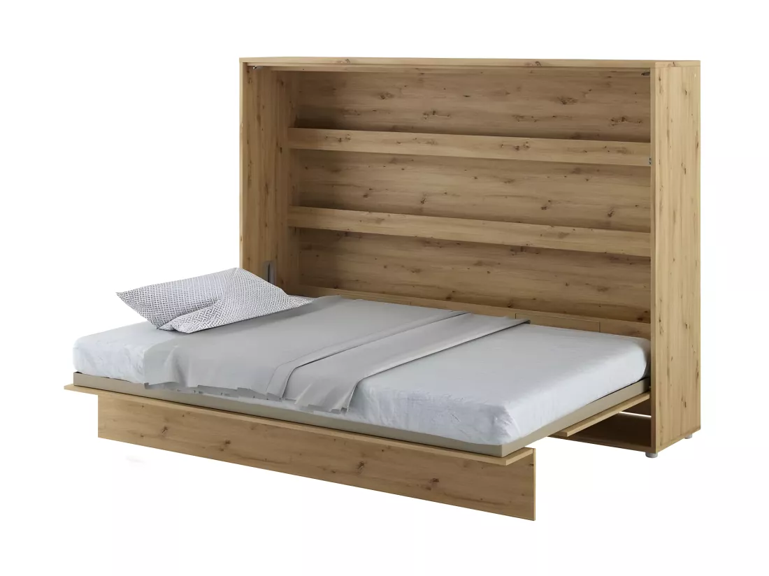 Lenart Lit escamotable MATELAS inclus Horizontal 140x200cm Chêne artisan Lit Rabattable