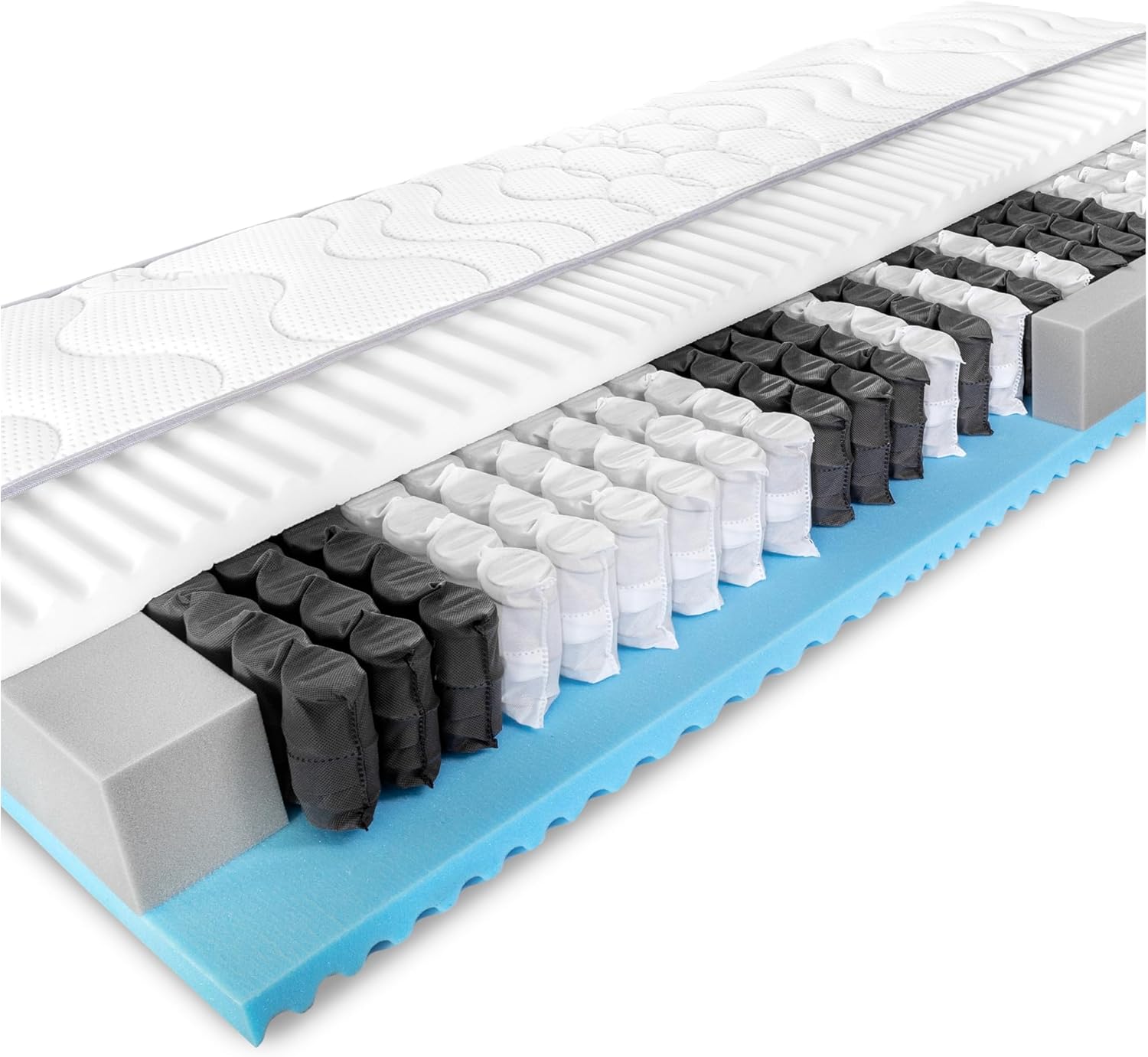 BMM Matratze 180x200 cm Komfort 23 TFK Härtegrad H4/Taschenfederkernmatratze Öko-Tex Zertifiziert/ergonomische 7 Zonen Matratze Höhe 23 cm/Matratzen produziert in Deutschland