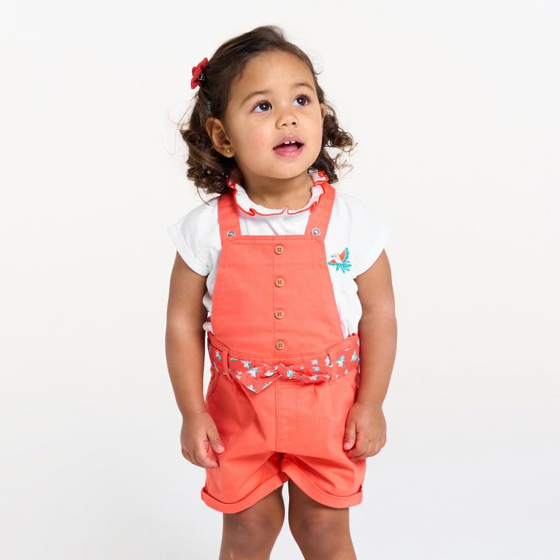 T-shirt col volanté patch toucan blanc bébé fille Blanc