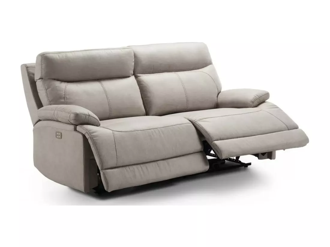 Canapé de relaxation électrique en microfibre Ducka-Couleur Beige-Système Electrique-2 places