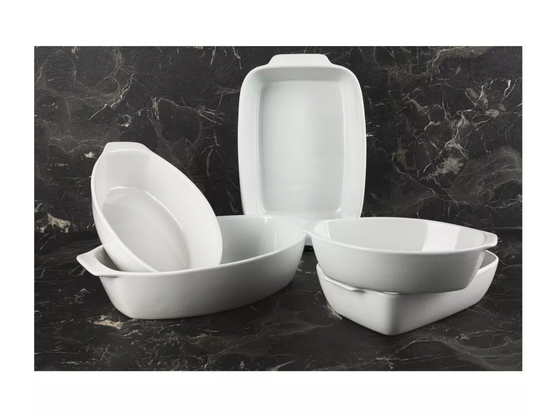 Plat à four rectangulaire 25x8x40cm en Grès Blanc MasterPRO