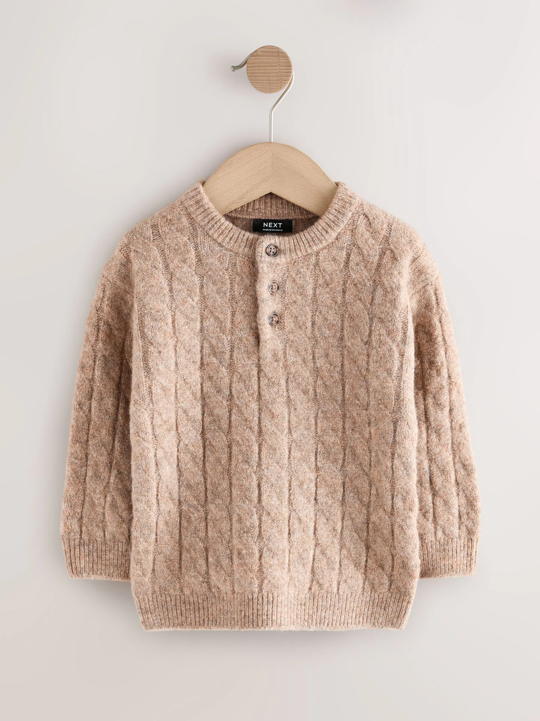 Neutraal - Gebreide Henley-trui (3mnd-7jr)