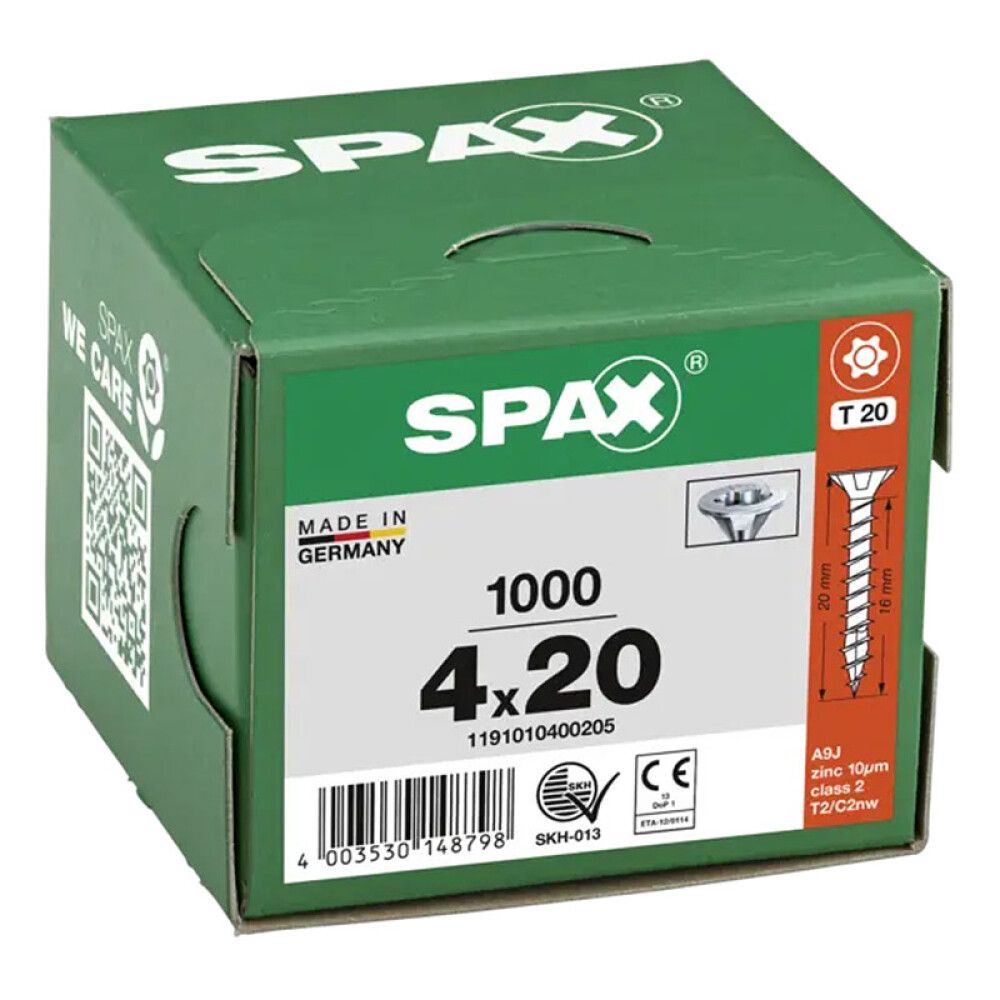 SKRUE SPAX SENKHODE TORX 4X20MM 1000 STK