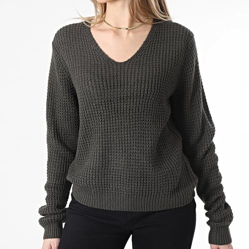 Pull Col V Femme Ellen Vert Kaki