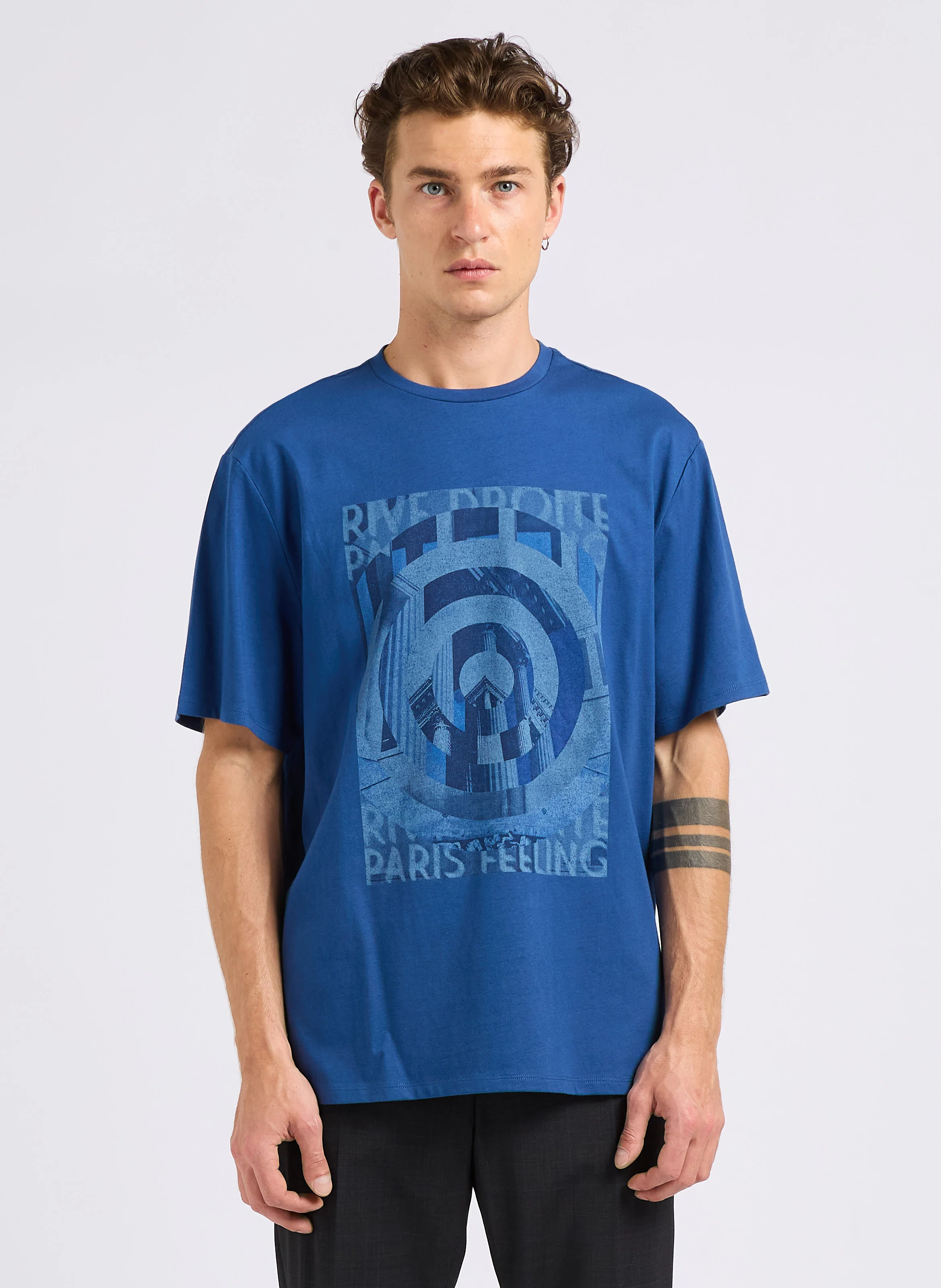 Tee-shirt oversize sérigraphié en coton | Bleu