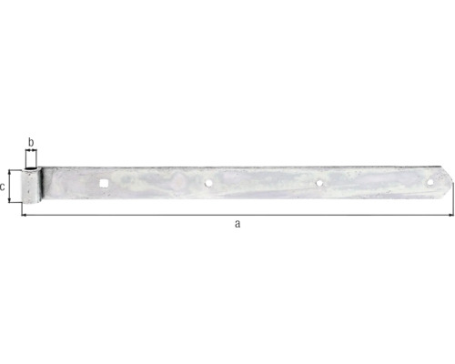 Scharnier type 6 rechte vorm, middelzwaar, 500 x 13 x 40 mm, verzinkt, dikfilm gepassiveerd