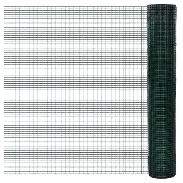vidaXL Trådgjerde kylling galvanisert med PVC-belegg 10x1 m grønn