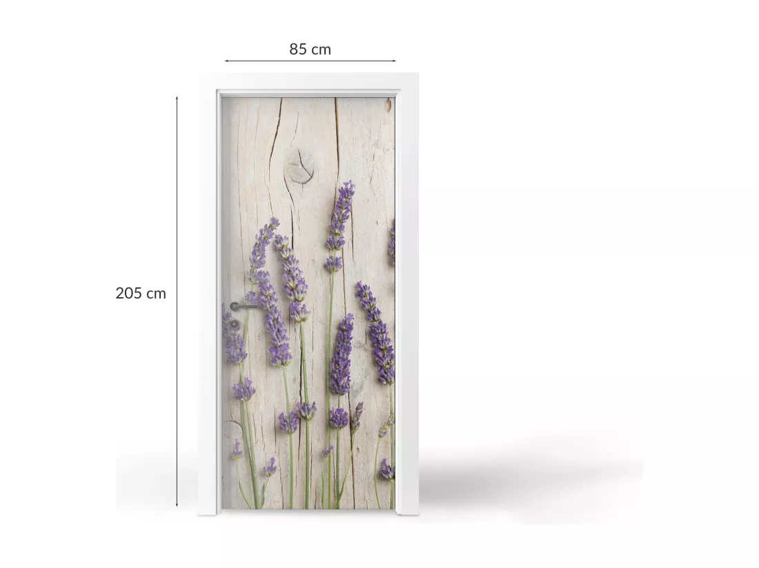 Papier peint photo pour portes intérieures - Lavande sur bois 85x205 cm