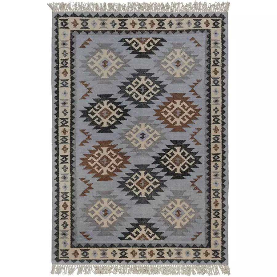 Green Looop Handweb-Teppich Blancard blau