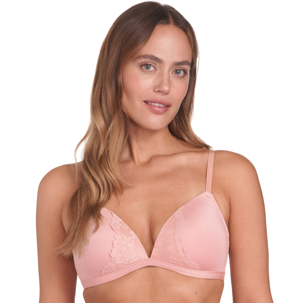 Gina Benotti 2 Damen Soft-BHs mit Spitze rosa / dunkellila