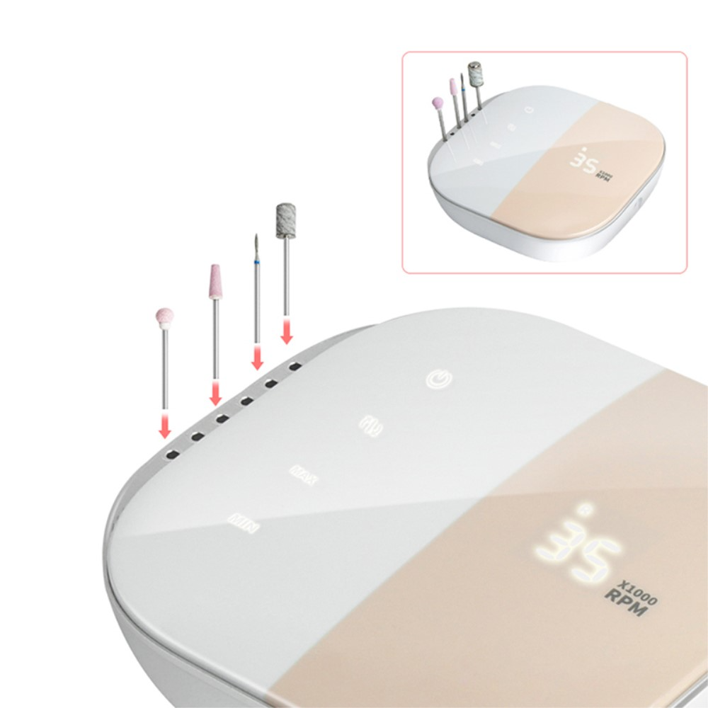 (4in1) Elektrische Nagelfräse Nagelpflege mit HD Display Polierwerkzeug Maniküre Pediküre - Grau
