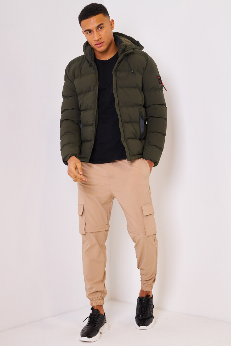 Doudoune kaki à capuche