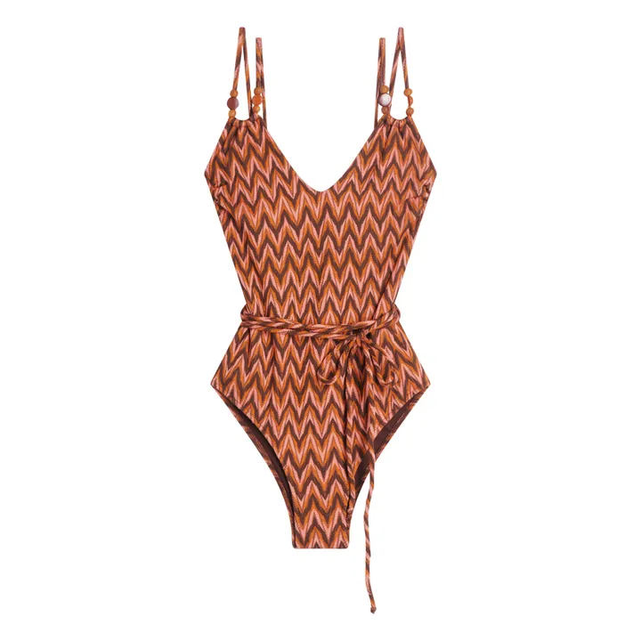 Icone Maillot 1 Pièce Brigitte Chevrons | Abricot
