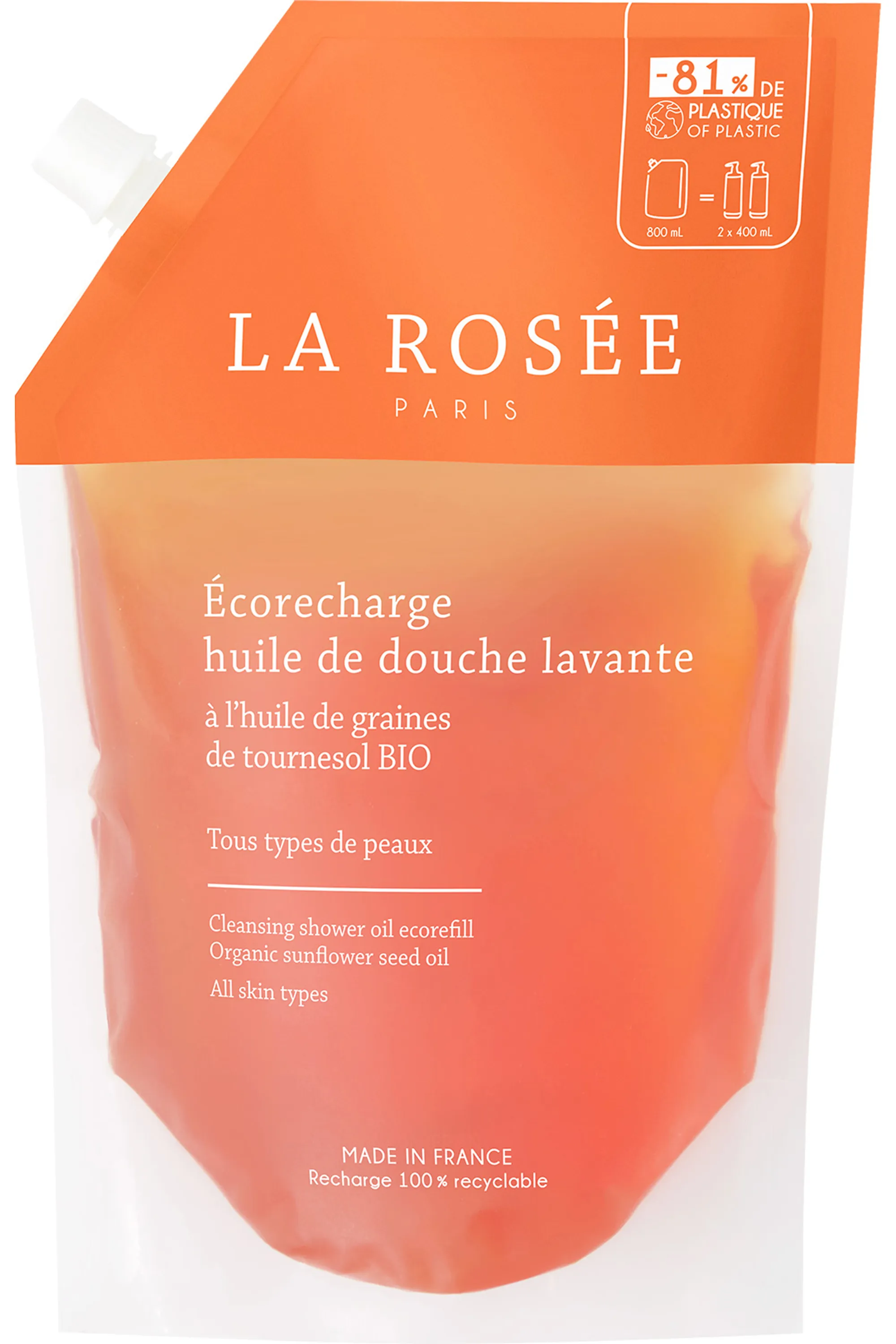 La Rosée Huile de douche rechargeable-400 ml