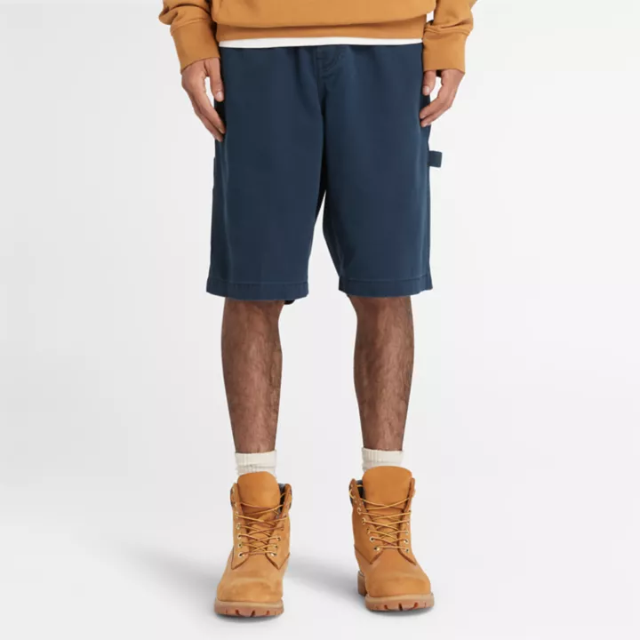 Short charpentier en sergé épais pour homme en bleu marine