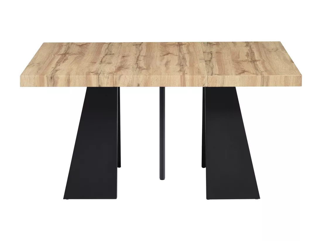 Table à manger extensible 4 à 10 personnes en MDF et métal - Naturel et noir - EMELIA