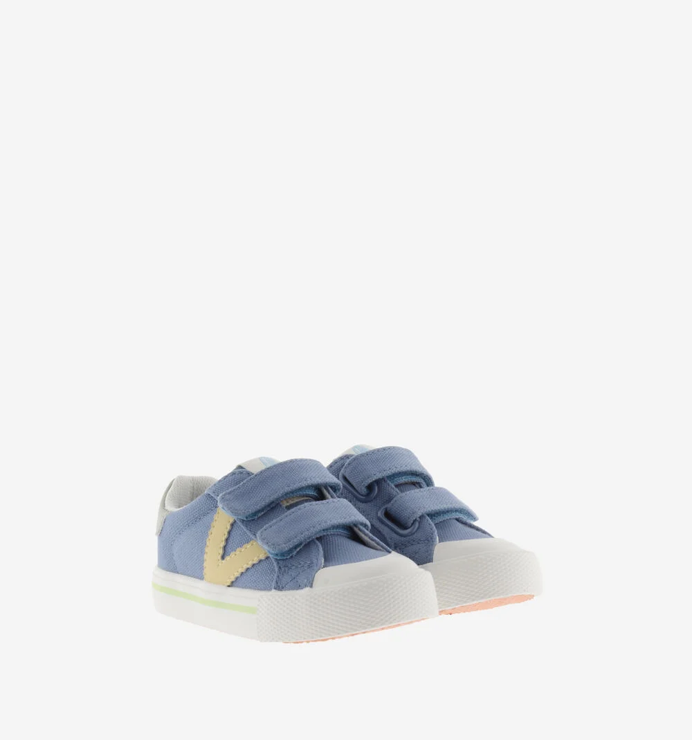 TRIBU TOILE CUIR Baskets sport en toile couleur pour enfant JEANS
