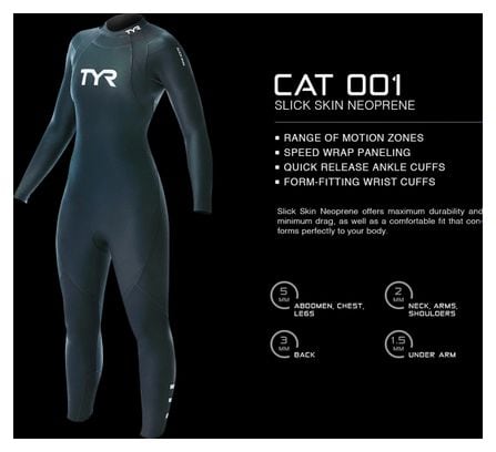 Combinaison Néoprène TYR Femme Catégorie 1 Wetsuit Noir