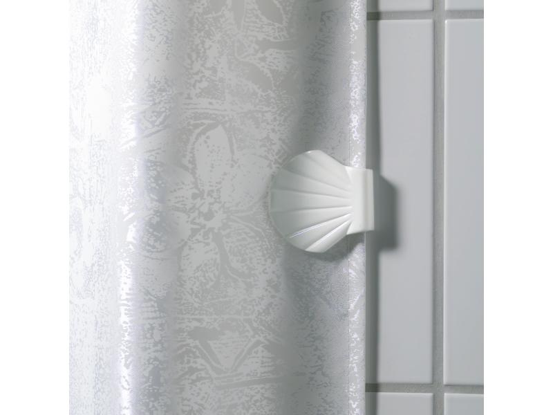 spirella Duschvorhanghaken Shell-Clip, White Vorhangklammer Wandfixierung für Duschvorhang