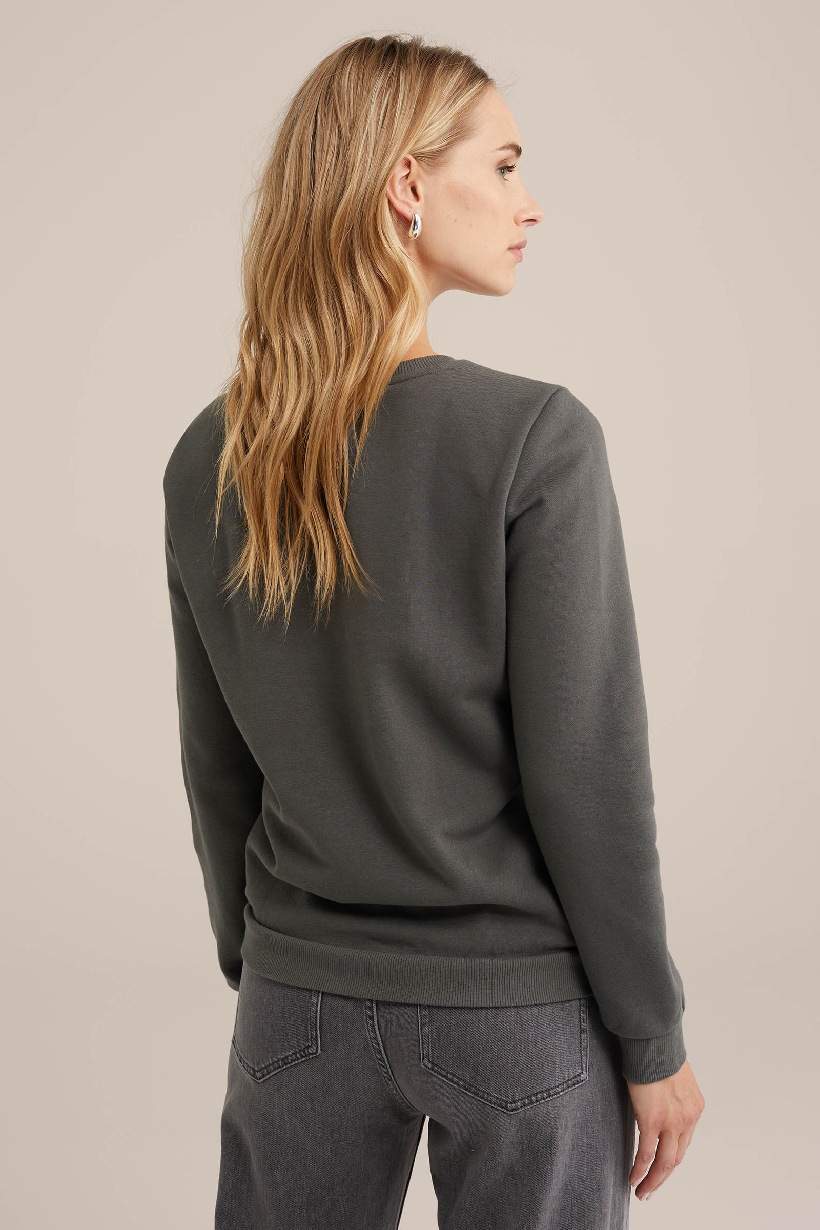 sweater met embroidery WE Fashion Legergroen