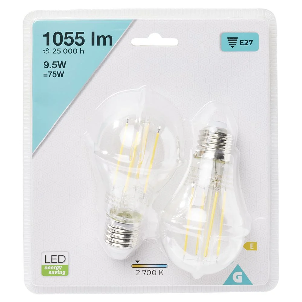 Ampoule LED filament E27 A60 Homday lumière chaude 1055lms x2