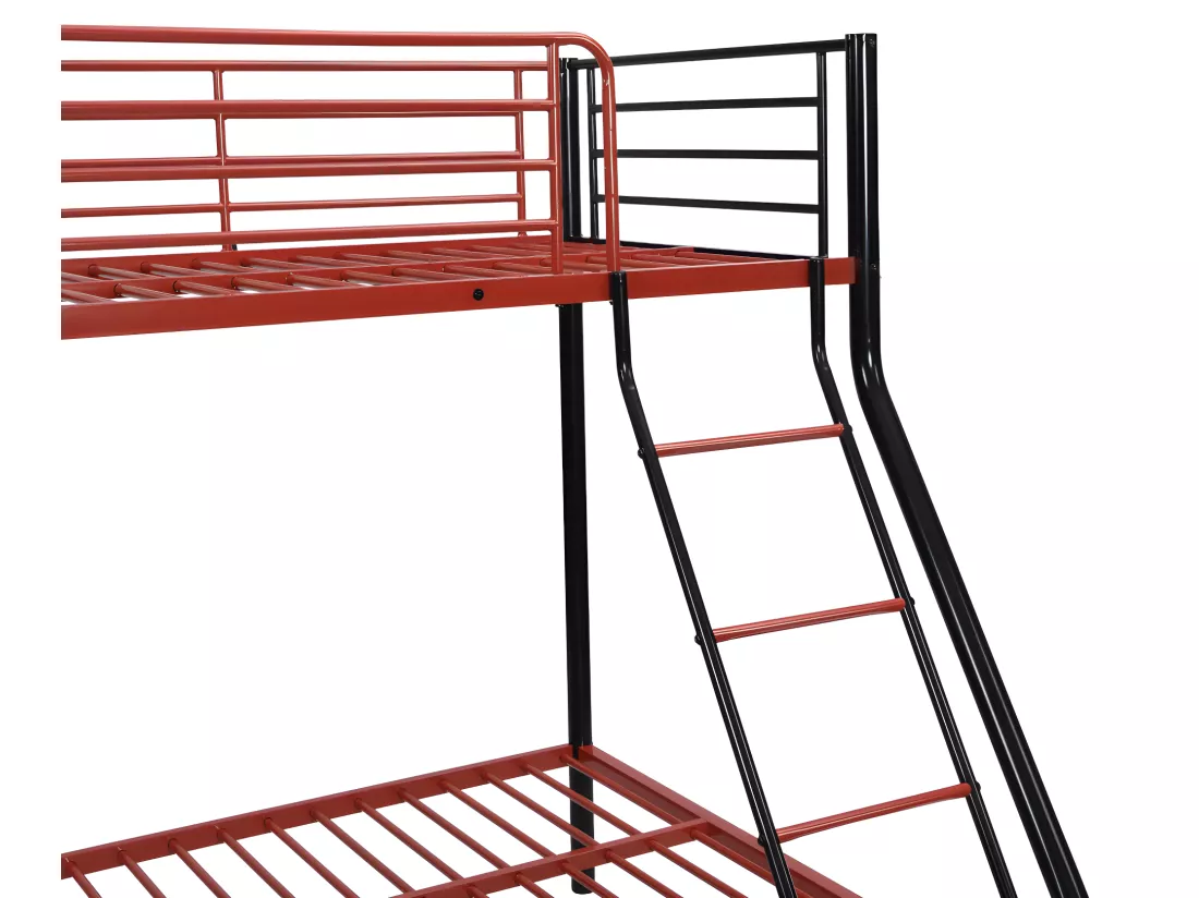 Lits superposés ELEVATIO IV - 90 et 140 x 190 cm - Acier - Noir et rouge + matelas