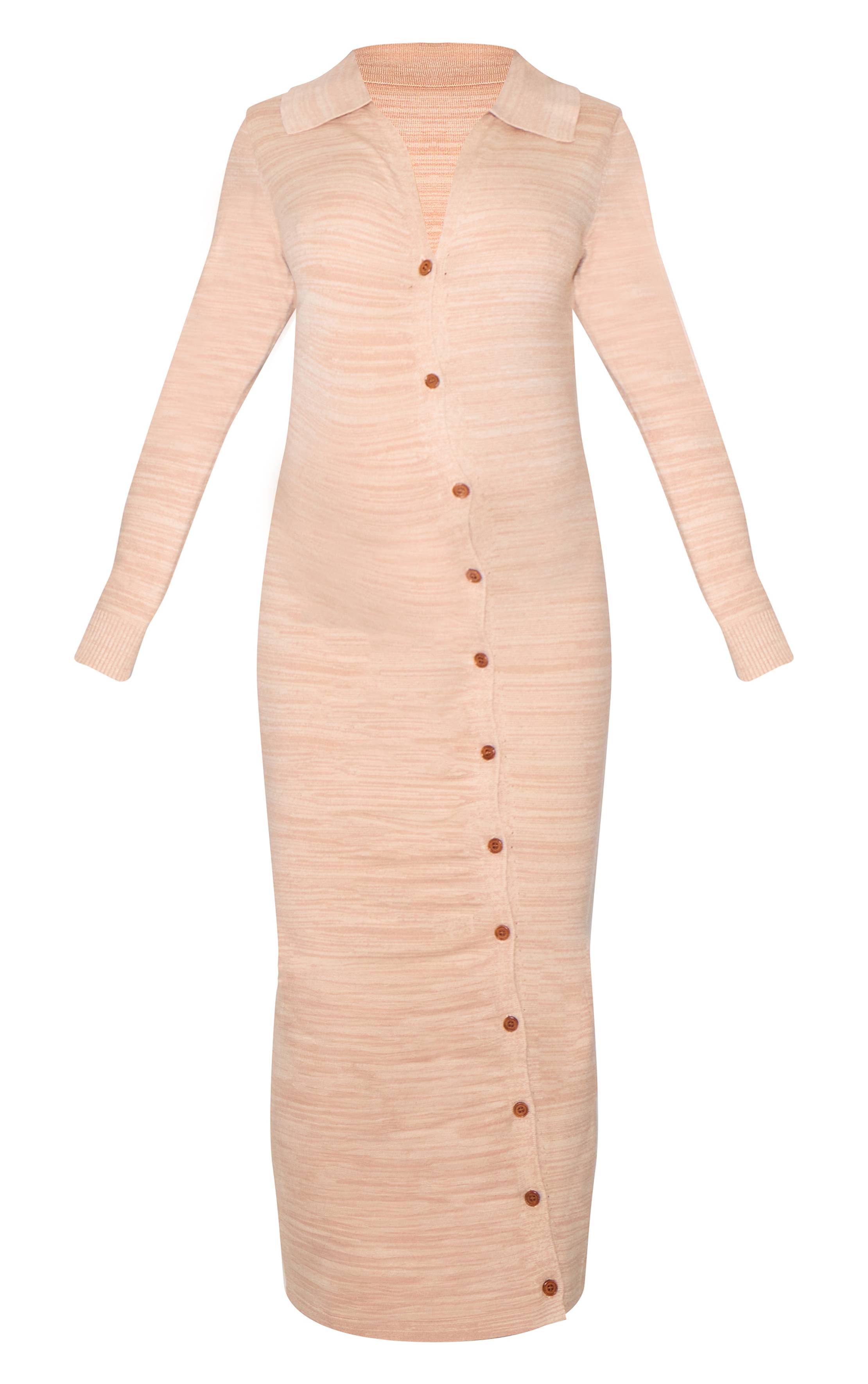 Gris Pierre Robe Midi De Maternité En Maille Avec Boutons Asymétriques Et Fronces Pour Le Ventre