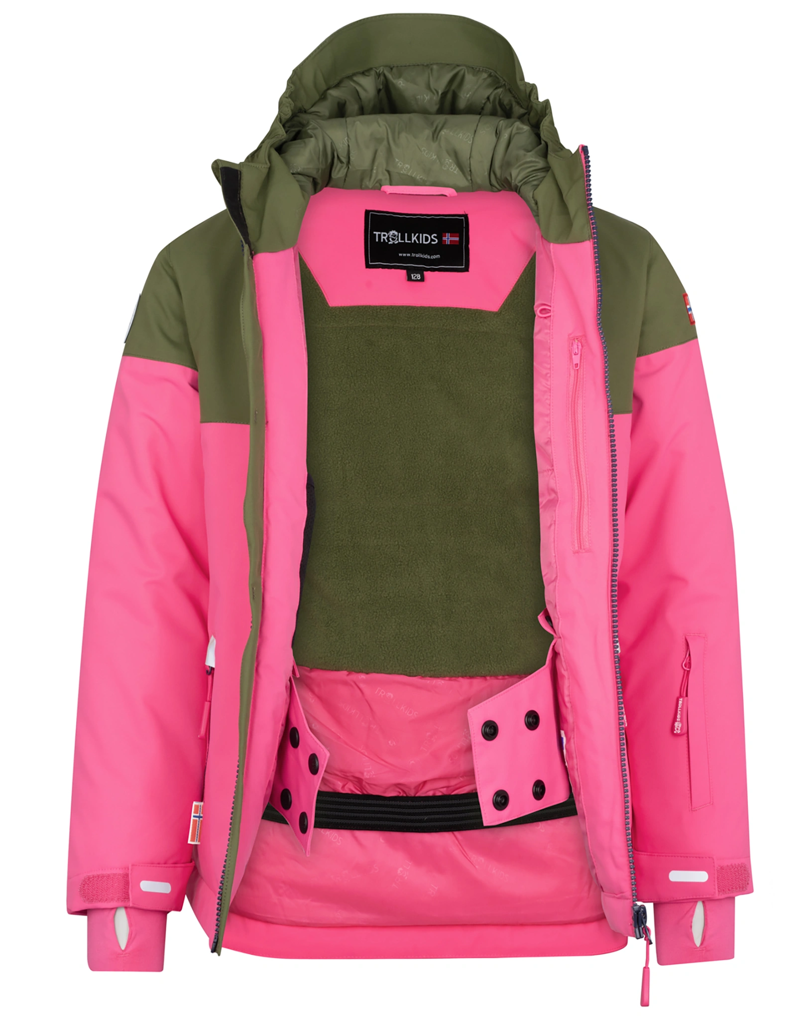 Funktions-Winterjacke GIRLS HALLINGDAL in olive/magenta