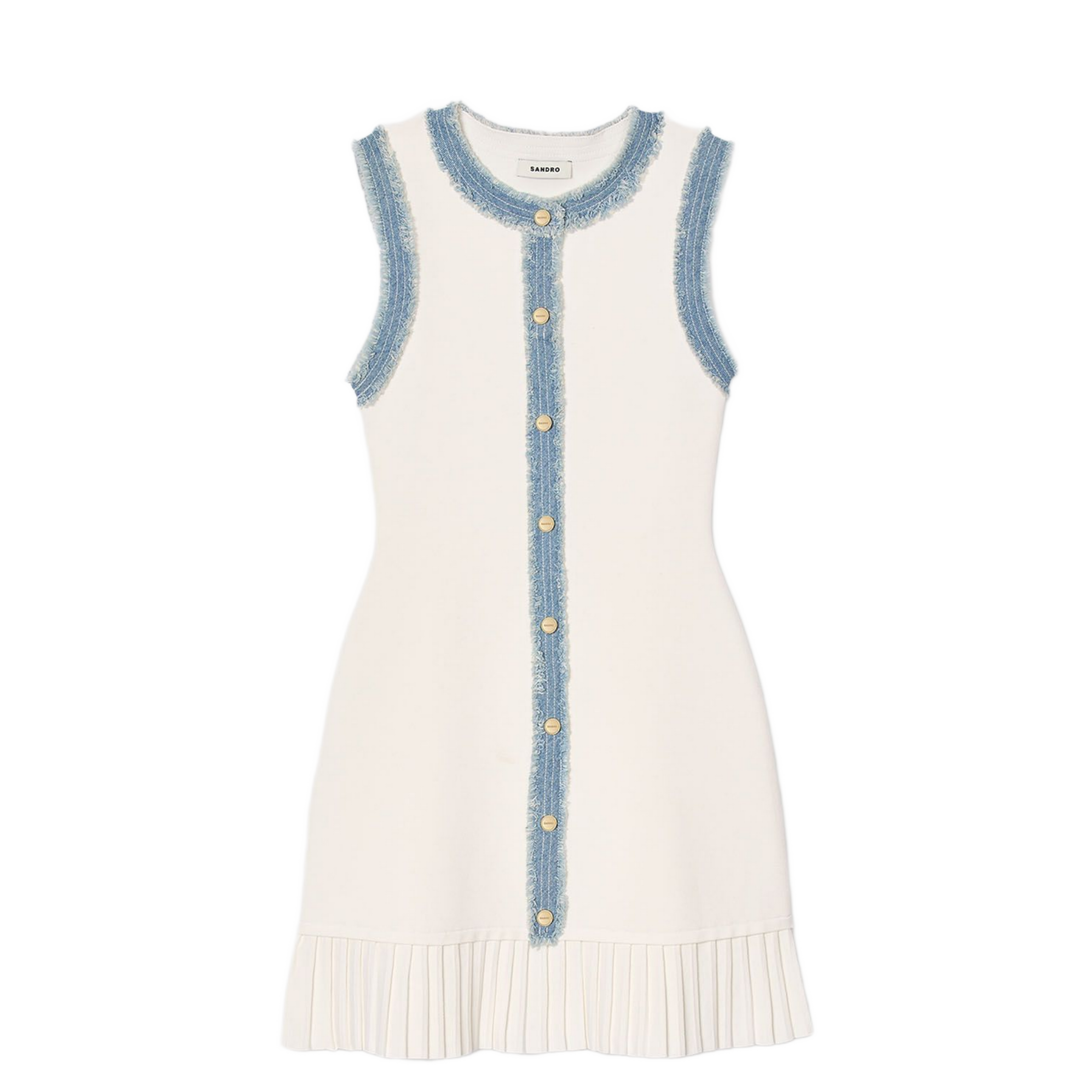 Robe courte sans manches en maille | Blanc