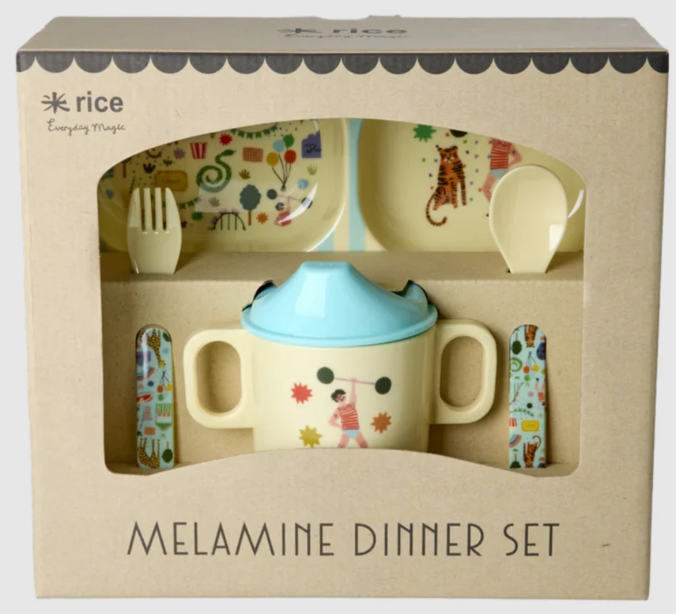 Rice Baby eetset - Mint - Fun Fair - Geschenkdoos