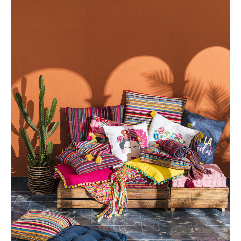 Sierkussen Mexican - rood/paars - 60x60 cm